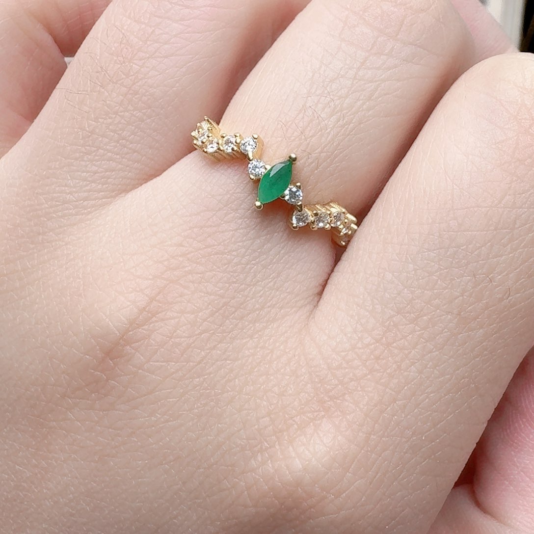 祖母绿戒指银S925镶嵌