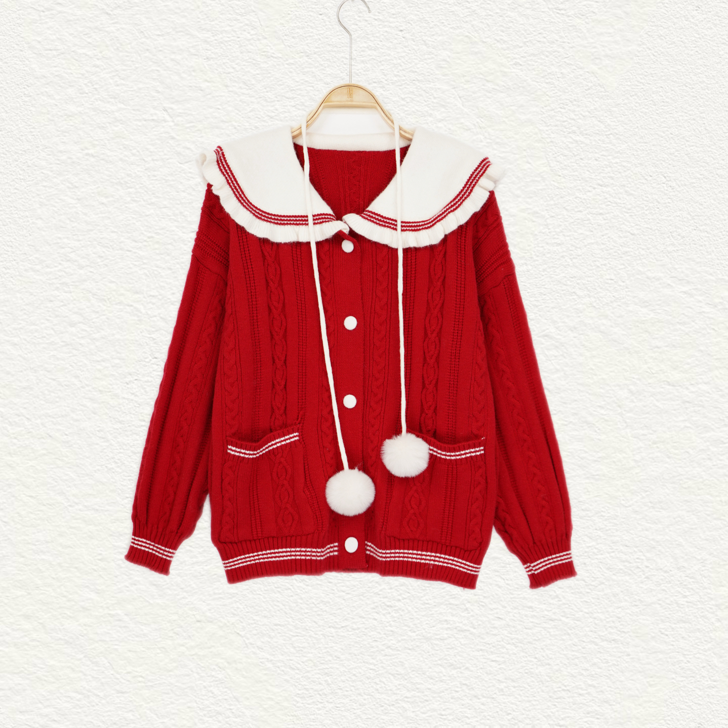 【NEW】可爱学院风娃娃领长袖针织毛衣