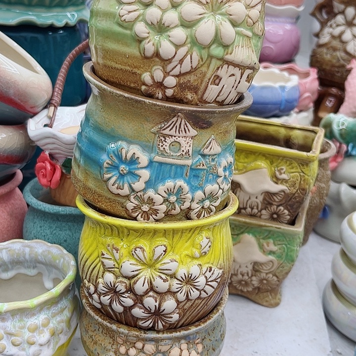 多肉绿植陶瓷花盆9.9包邮，有孔