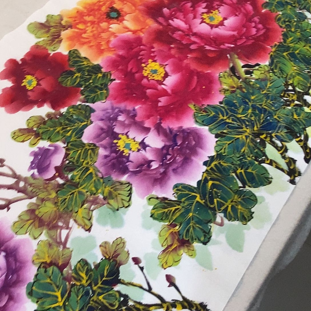 国画收藏金线牡丹牡丹