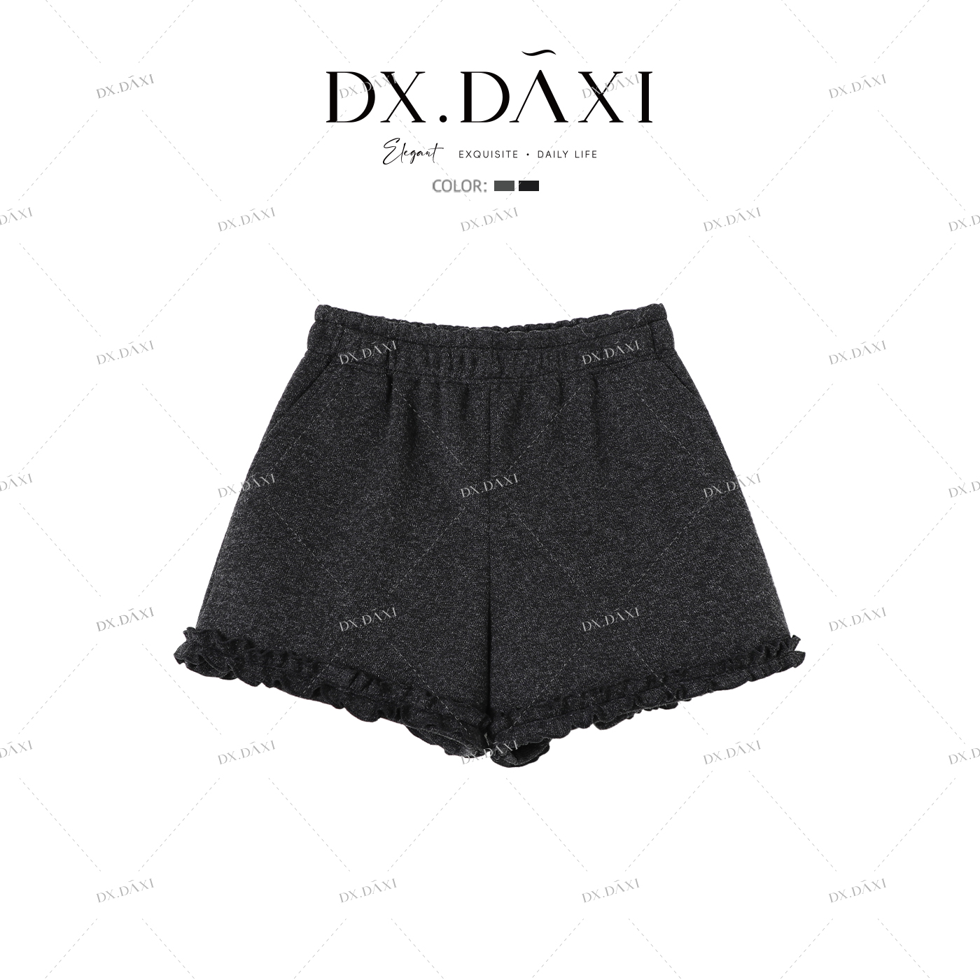 DX.DAXI【花苞日记】韩系冬款木耳边设计感羊毛休闲短裤