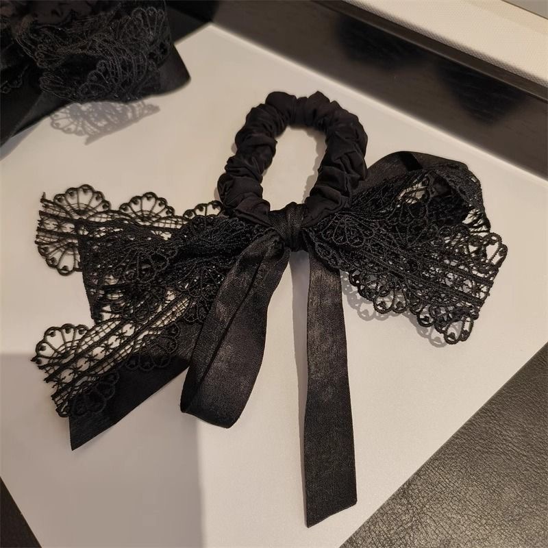 ins风复古怕蝴蝶结发绳气质黑色少女法式百搭头绳小香风简约超仙