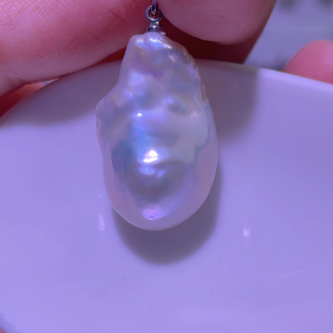 淡水珍珠天然淡水珍珠吊坠银S925镶嵌