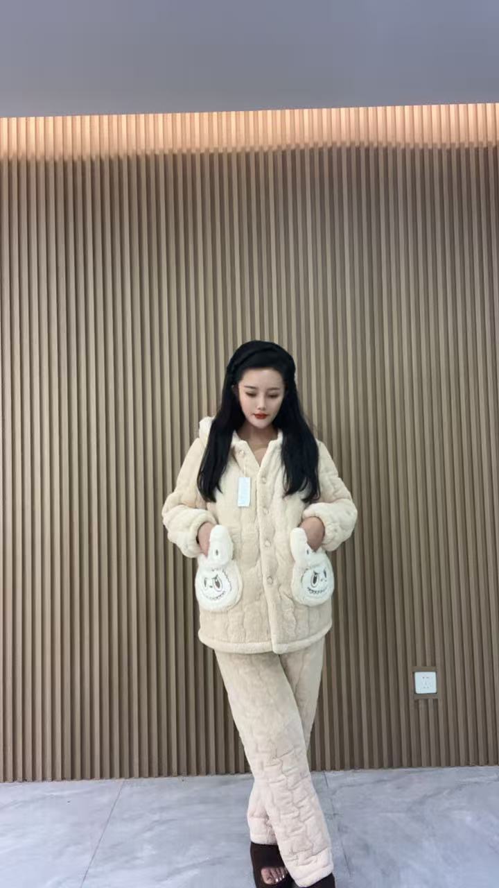 【冬季新款】三层夹棉加厚套装家居服