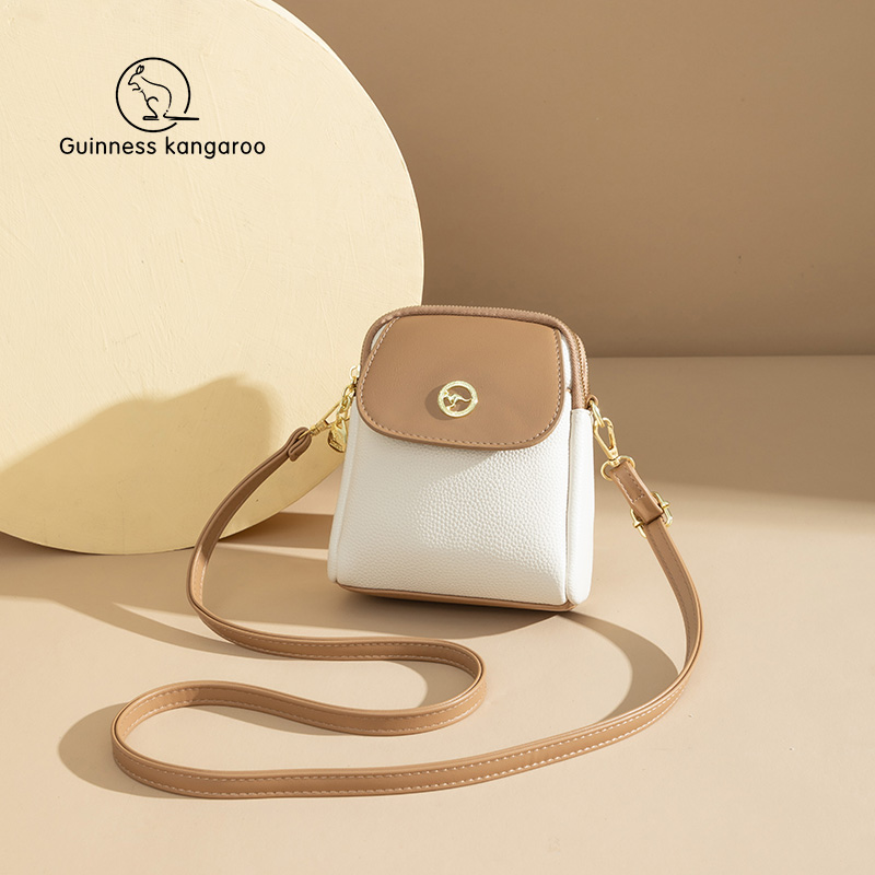 吉尼斯袋鼠真皮包包女斜挎软皮多层手机包2025新款百搭零钱单肩包