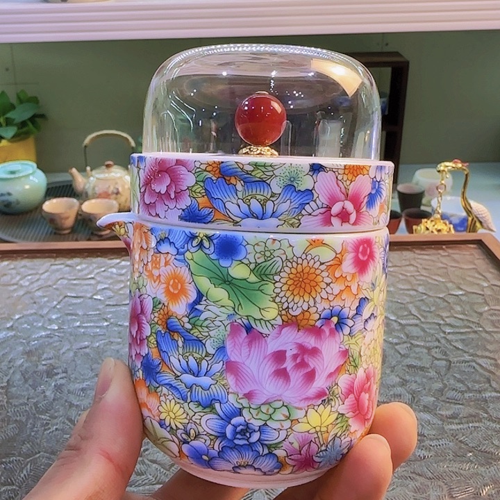 青花瓷器茶具套装旅行茶具茶叶罐