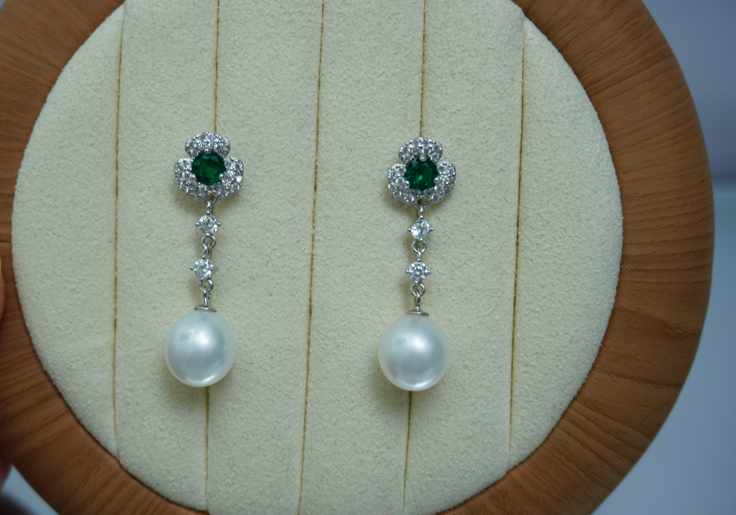 925银耳饰 s925银配件+9mm左右暖白右胖米珠珠银耳饰【实拍图】