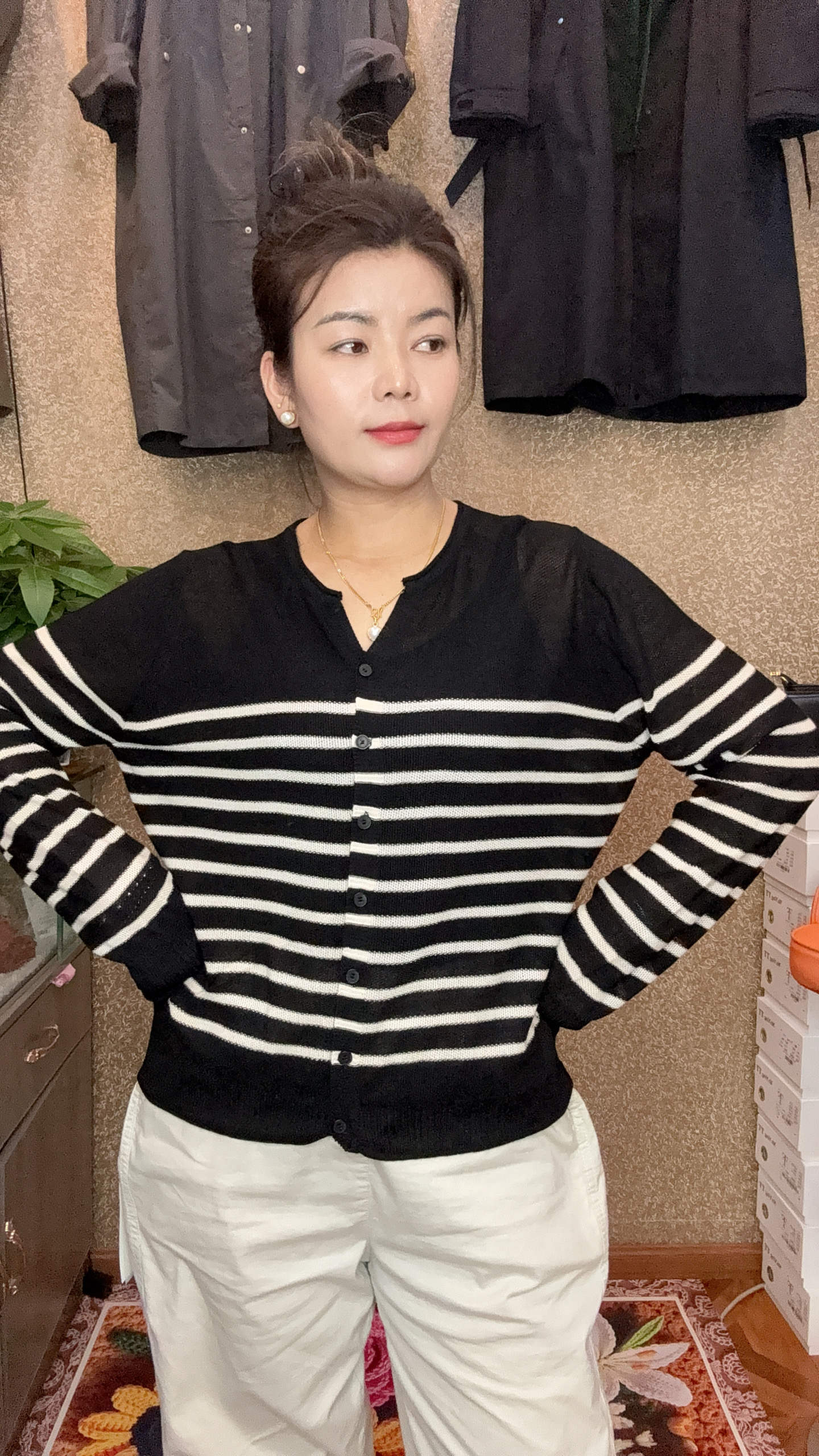 开衫薄款长袖条纹休闲百搭