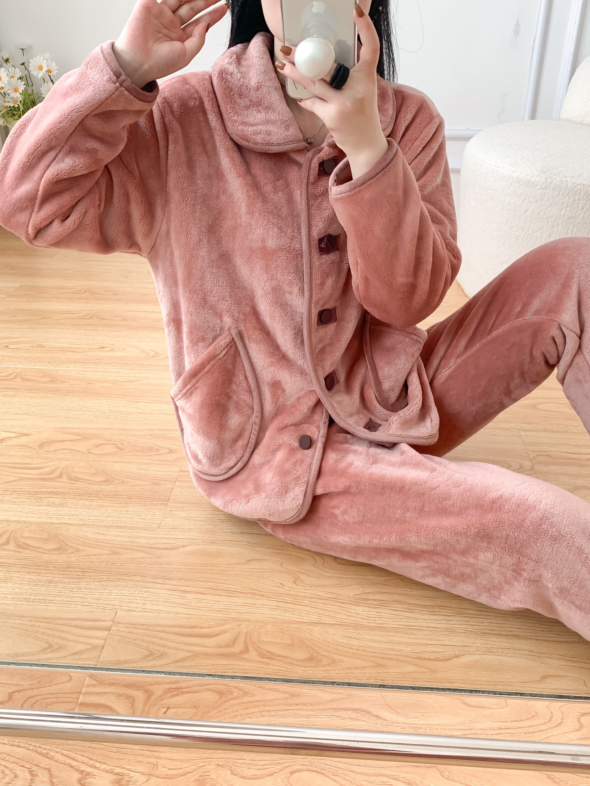 睡衣法莱绒加厚舒棉绒可外家居服秋冬套装冬季加绒冬天外穿冬款