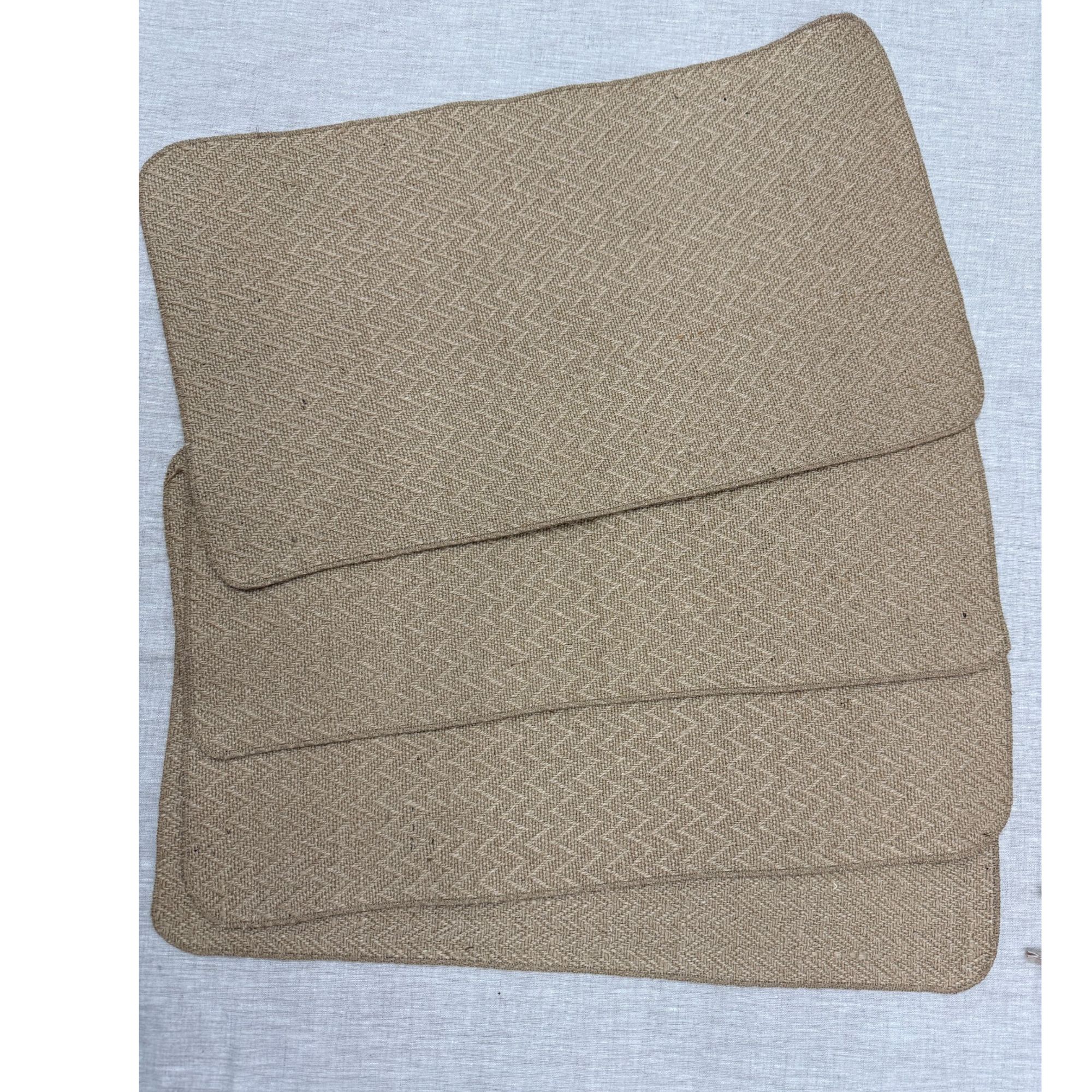 【麻先森-黄麻餐垫 杯垫复古编织纹浅棕大地色适配各式餐桌四条装】