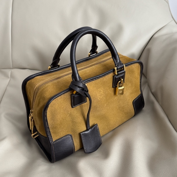 95新 LOEWE/罗意威 麂皮amazona波士顿手提包