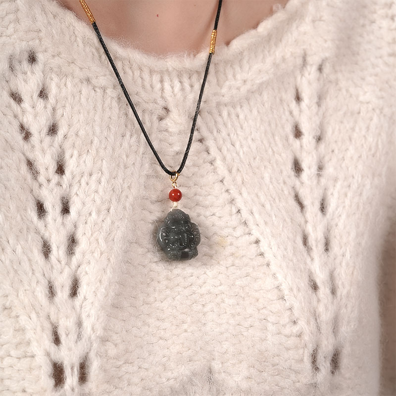 【珊木居】S2496TZ 烟紫和田玉象神吊坠