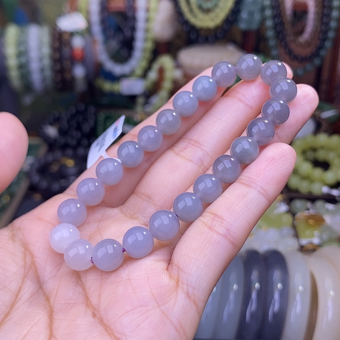 和田玉未镶嵌颈饰多样性发一 浓烟紫手链约8