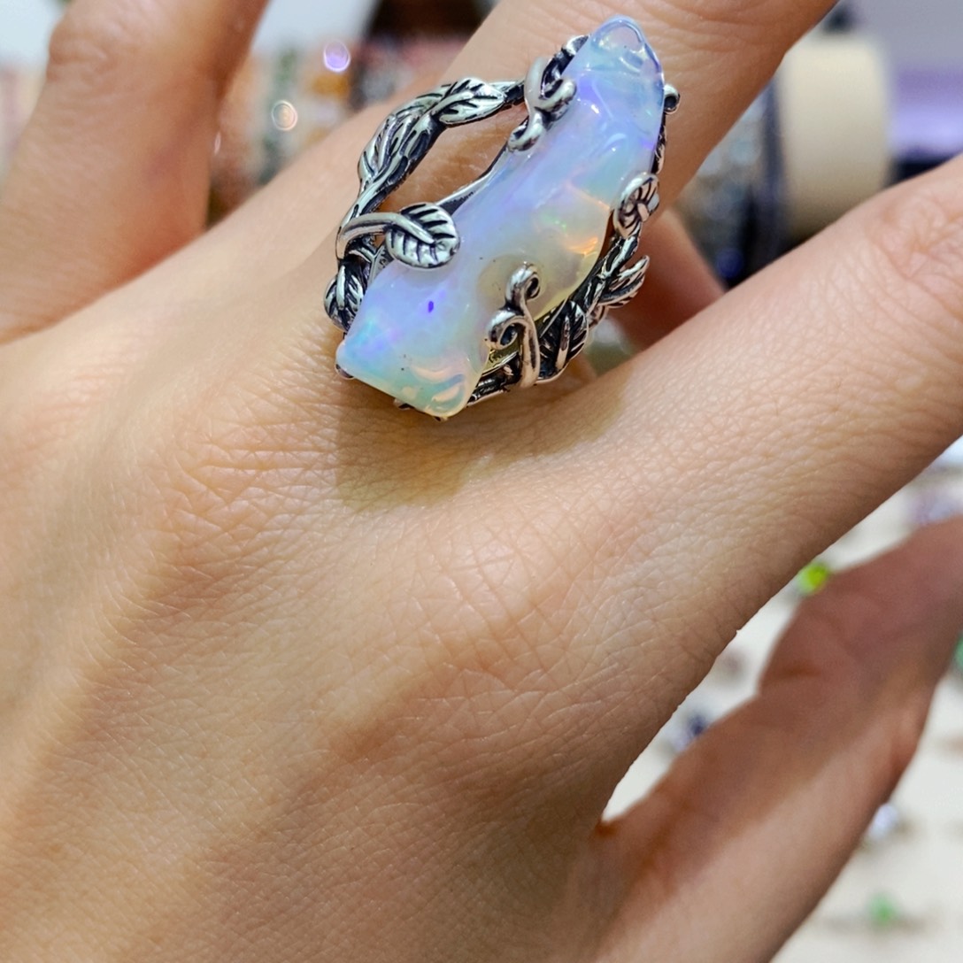 欧泊戒指银S925镶嵌戒指