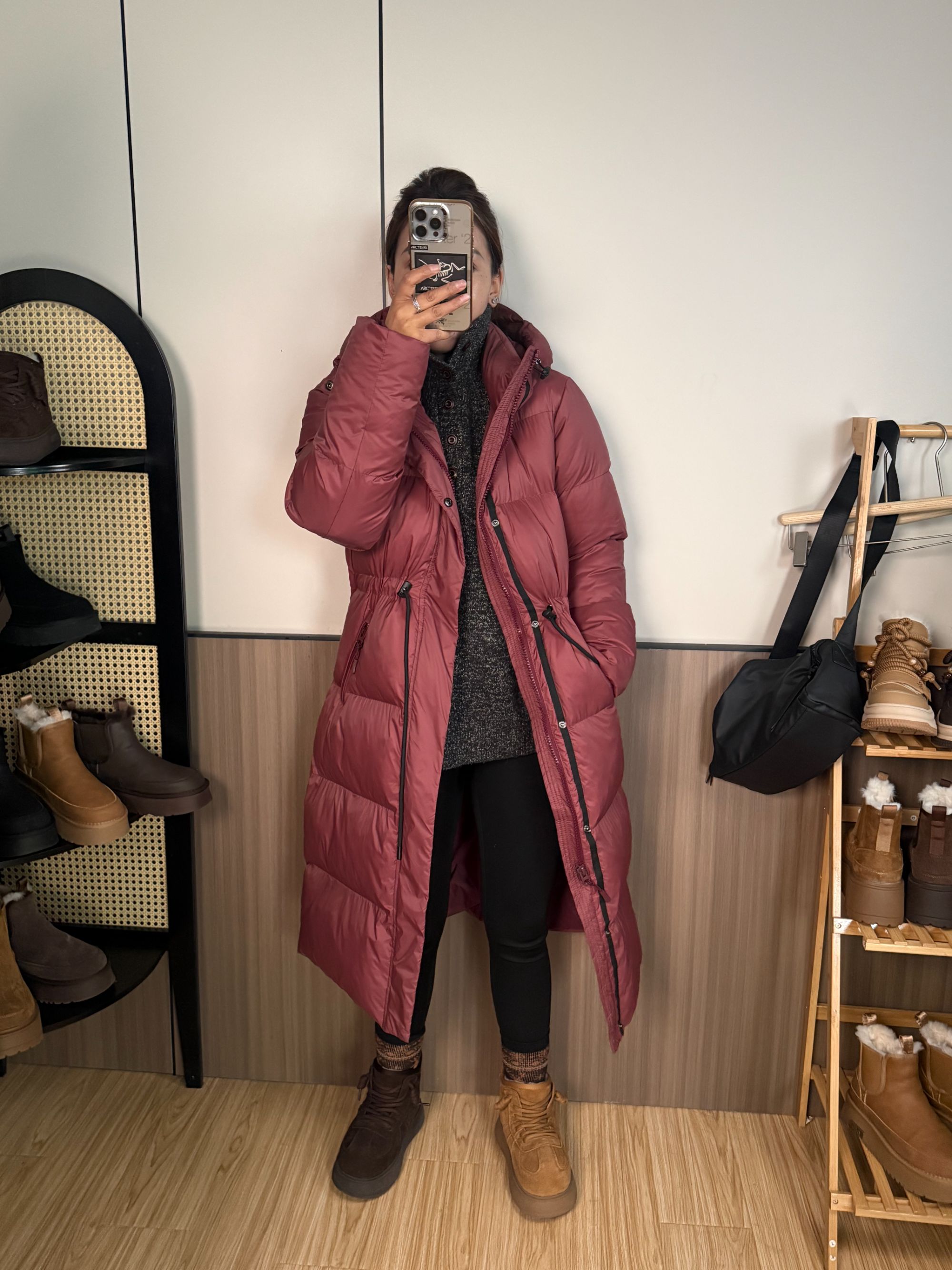 蝴蝶家2026新款收腰连帽棉衣女长款减龄气质百搭外套-------25180