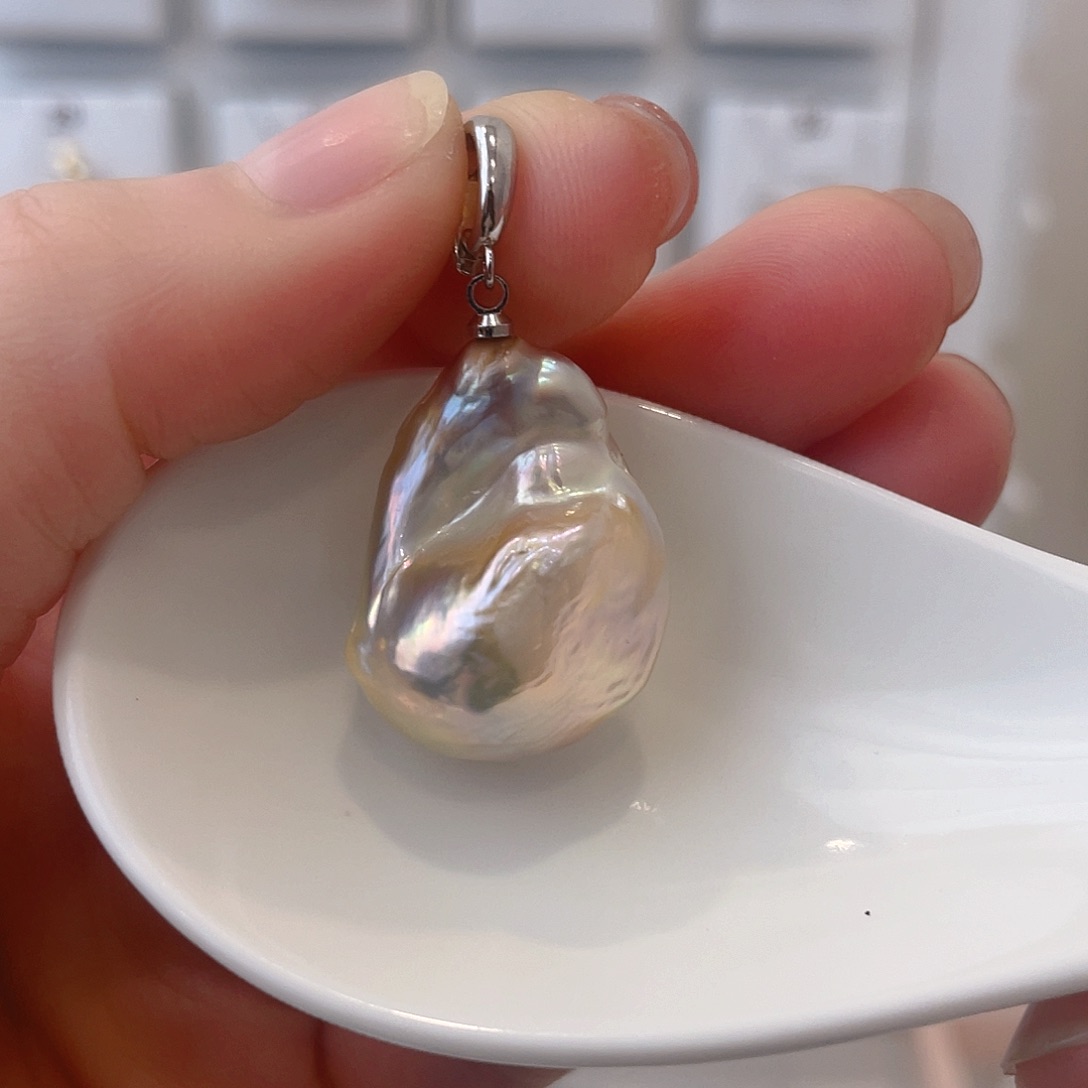 淡水珍珠天然珍珠巴洛克银S925镶嵌