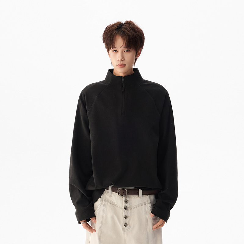半拉链卫衣高级感保暖宽松休闲T恤打底衫男