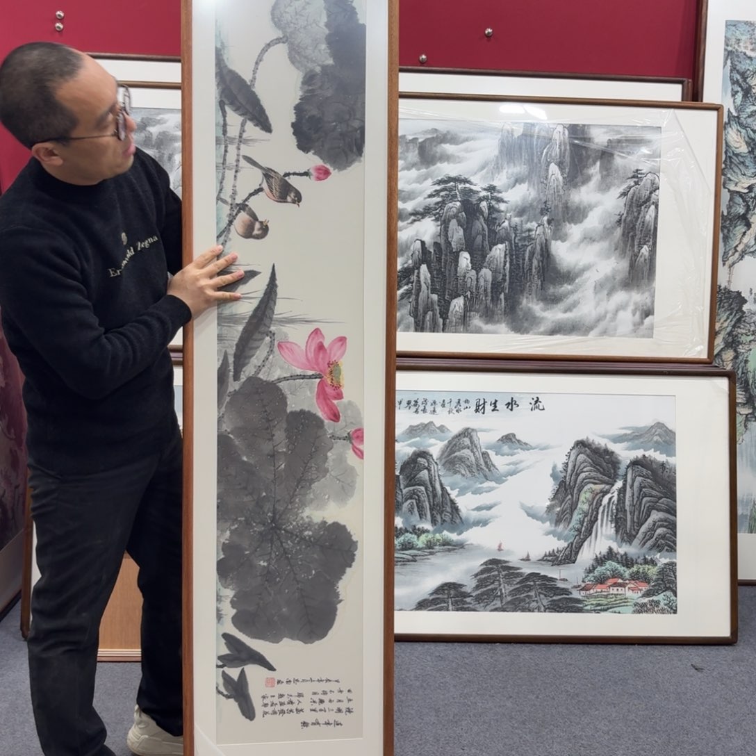 国画带框绘画210/40尺寸