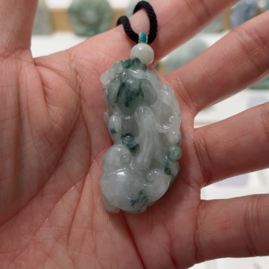 翡翠颈饰未镶嵌天然缅甸翡翠A货貔貅F4号