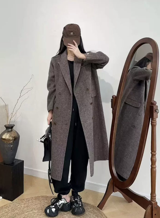 气质长款翻领毛呢大衣女装时尚韩版春秋外套
