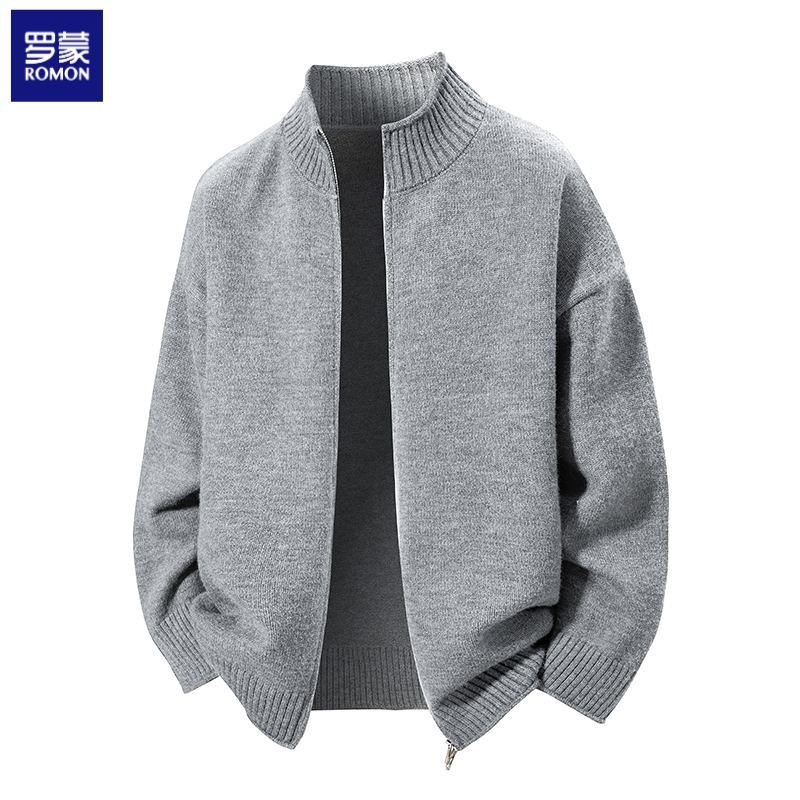 罗蒙针织开衫毛衣秋冬外套男款爆款2025新款男装立领高级感上衣服