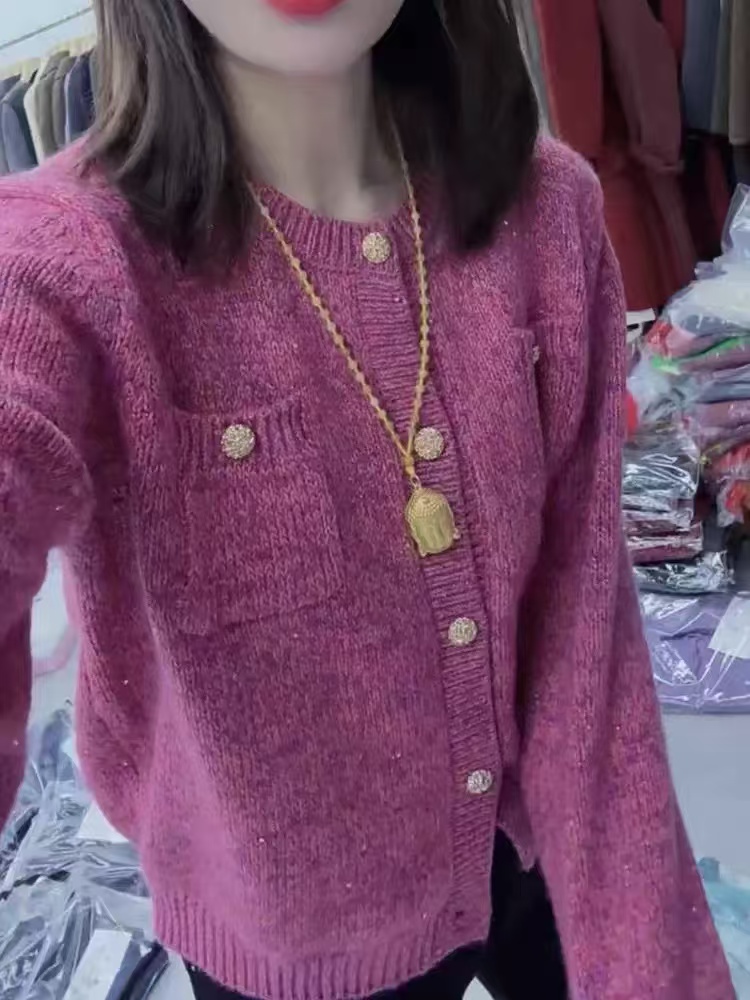 AA301--AA310冬季圆领薄款网红毛针织衫春季长袖ins镂空