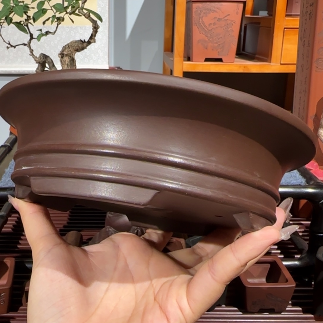 紫砂花盆口径19.5深度4.5