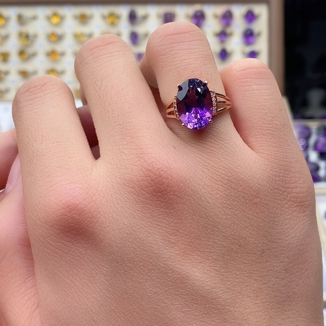 紫晶纯天然无优化紫水晶Q银S925镶嵌专****）