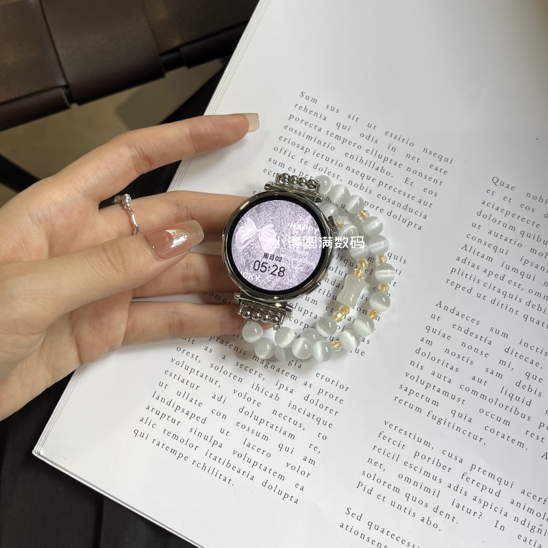 适用华为GT5/GT4小米watchS4S3表带小米透气弹力猫眼竹节设计女款