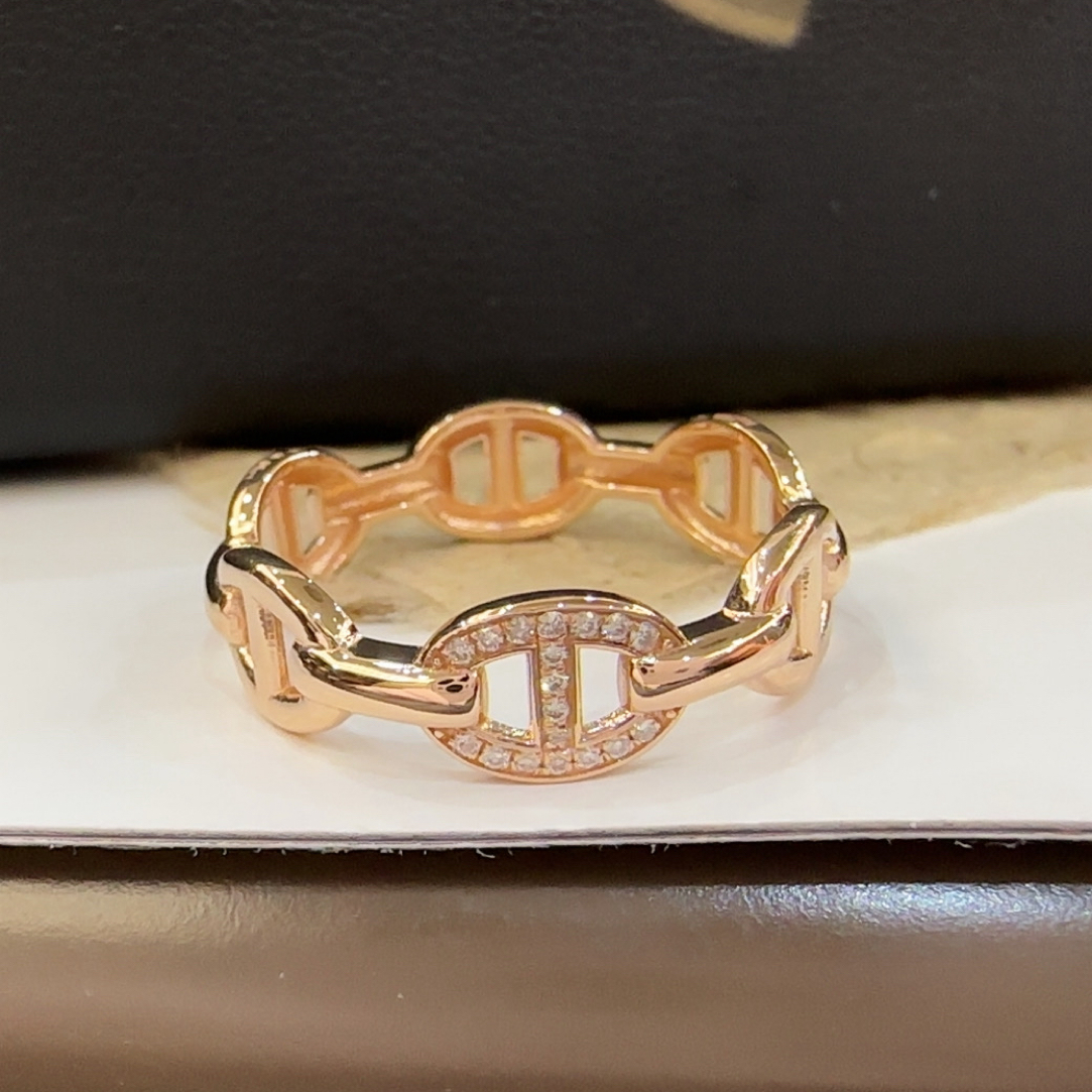 正品18K金钻石猪鼻子戒指