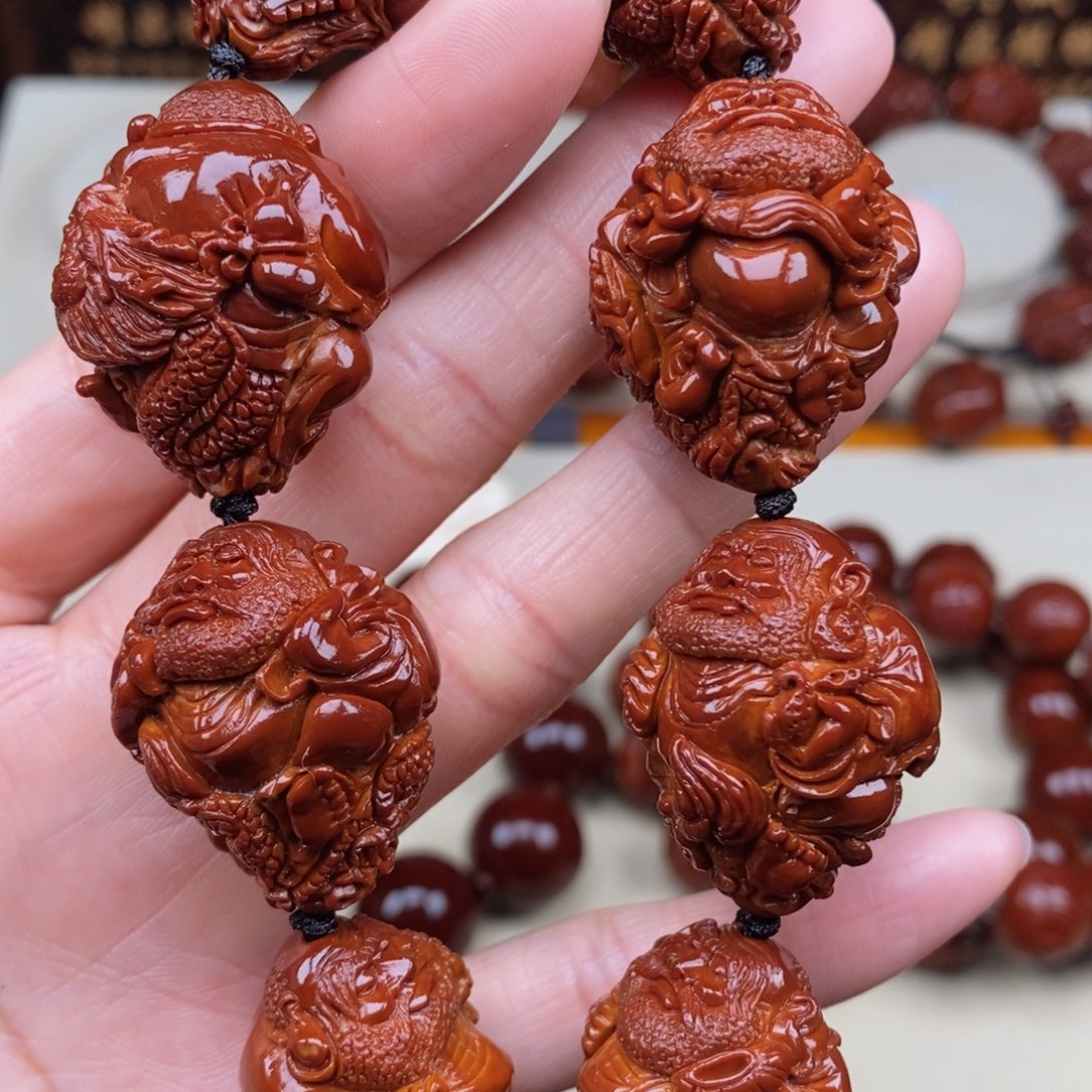 橄榄核吊坠九龙达摩