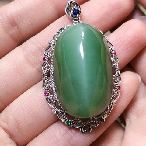 和田玉戒指银S925镶嵌