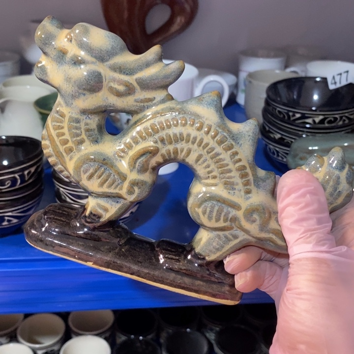 瓷片七厂窑变青龙摆件
