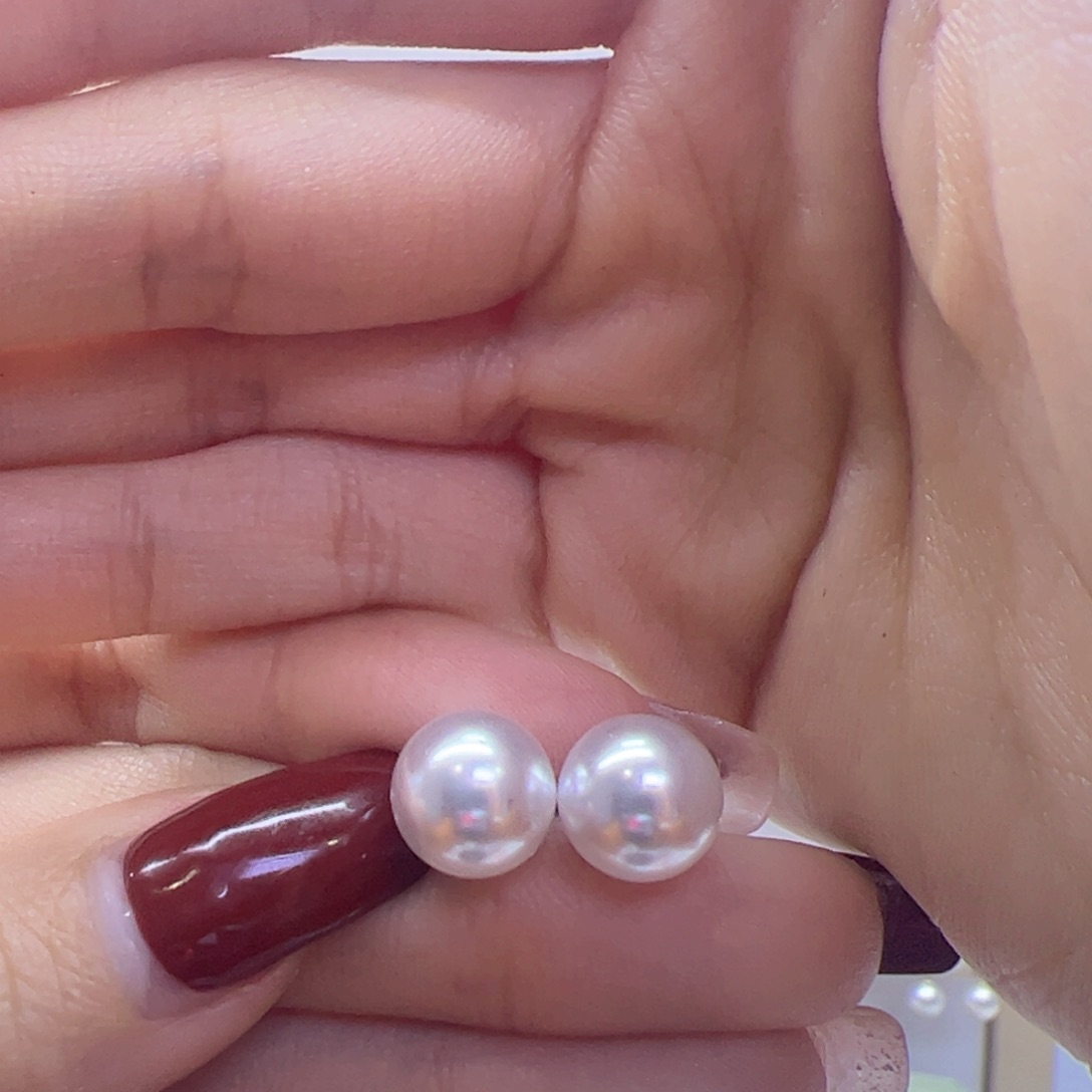 淡水珍珠耳饰18K金镶嵌