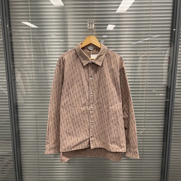 99新 DIOR/迪奥 满印logo棕色衬衫外套 54码 #10225