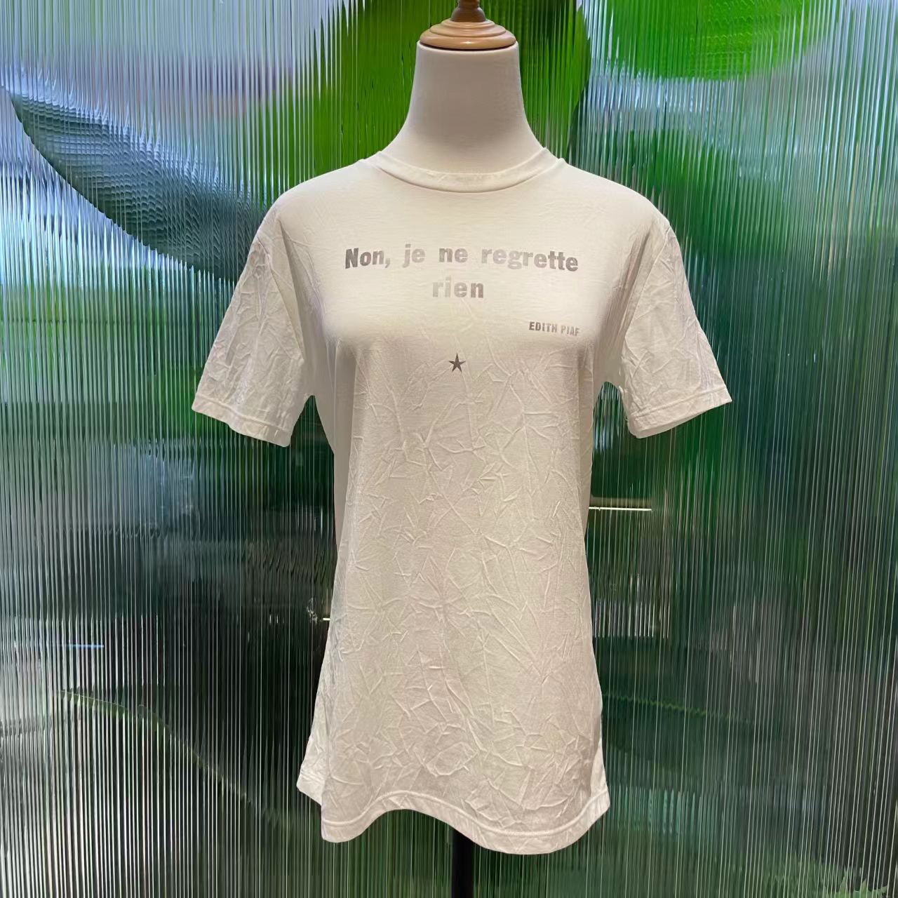 99新 DIOR/迪奥 壹臻湘湘/白色褶皱字母T恤S /44355617