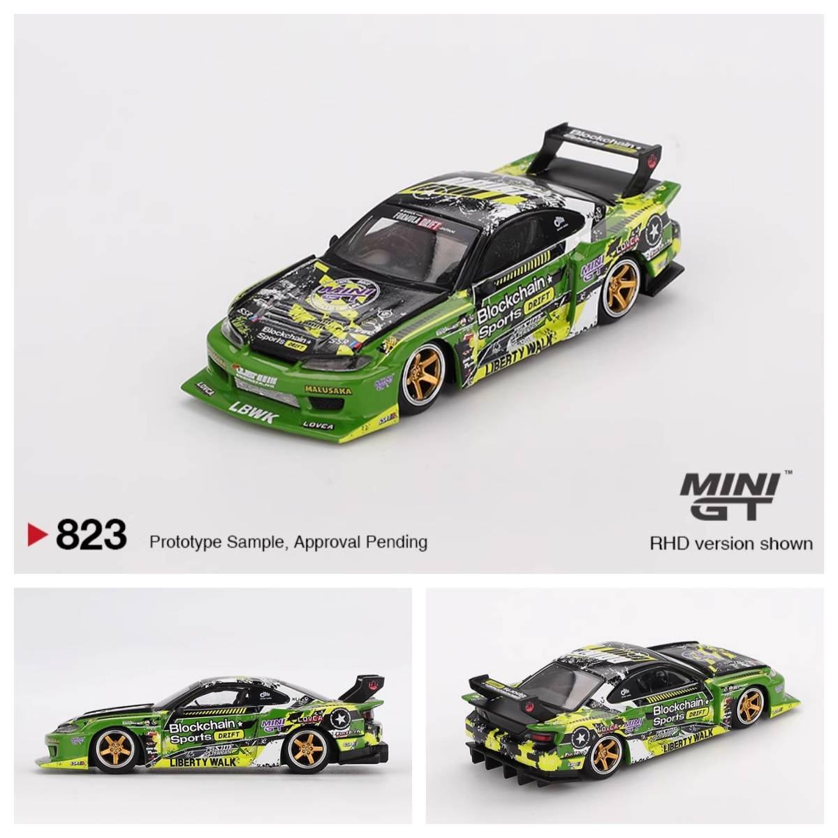 MINIGT 823# 1:64 日产 尼桑 LB 超级剪影 S15 V2  合金汽车模型