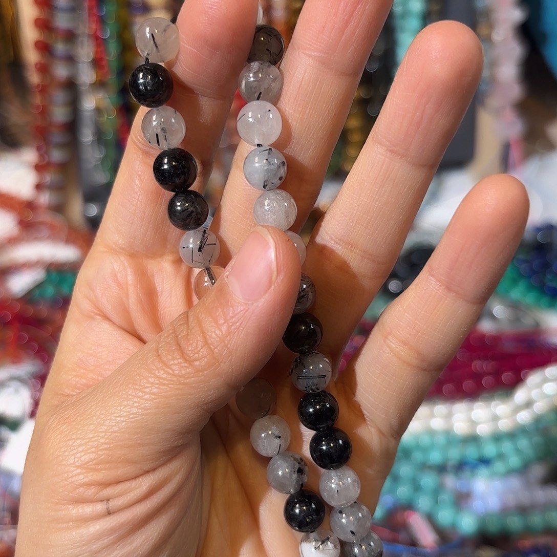 玛瑙/玉髓未镶嵌珠宝半成品黑发晶卡8一条