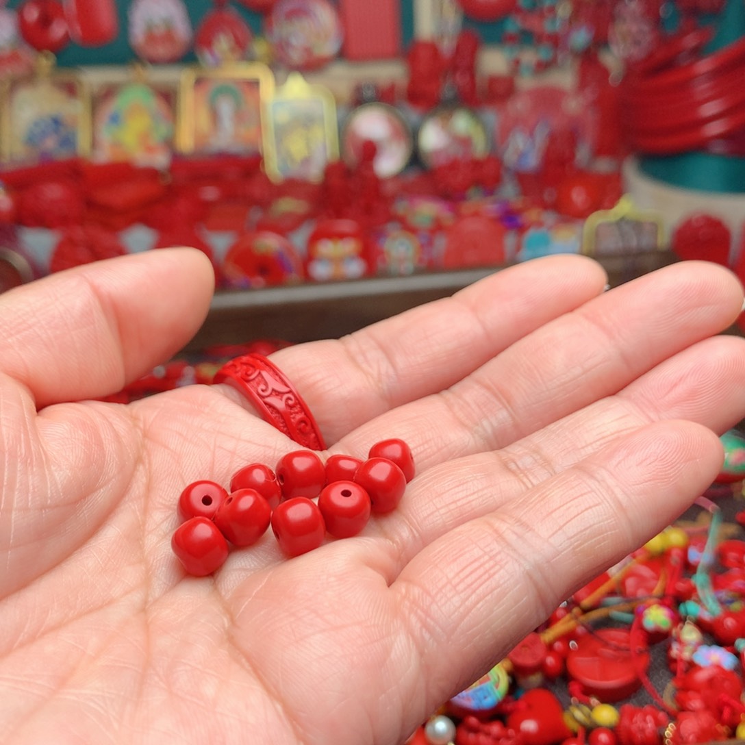 天然辰砂工艺品朱砂6乘7老型珠108