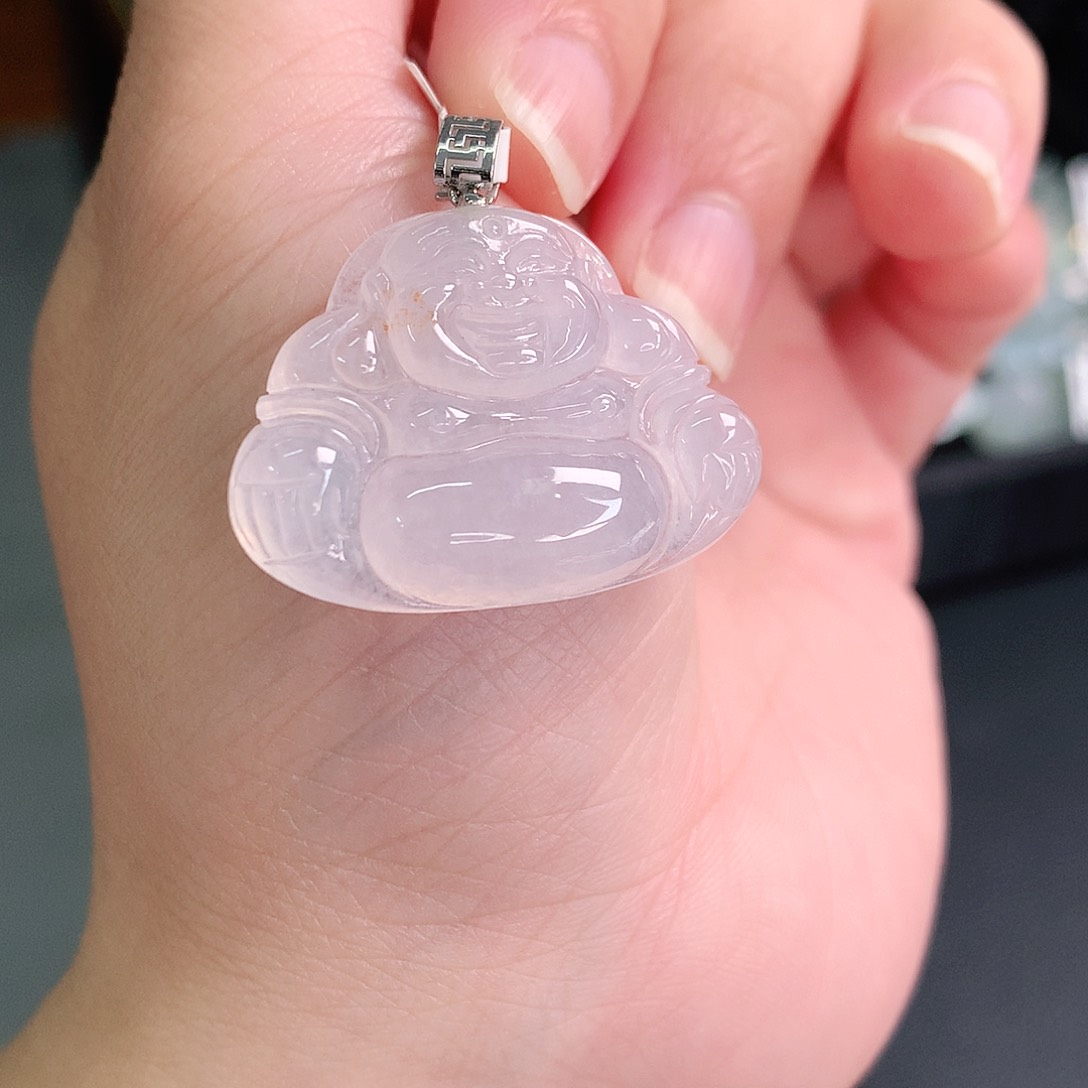 颈饰18K金镶嵌翡翠冰胶佛公23-41-6