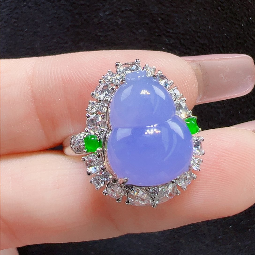 翡翠戒指18K金镶嵌戒指