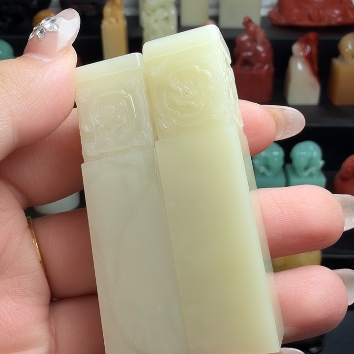 用***3印石昌化石芙蓉对章