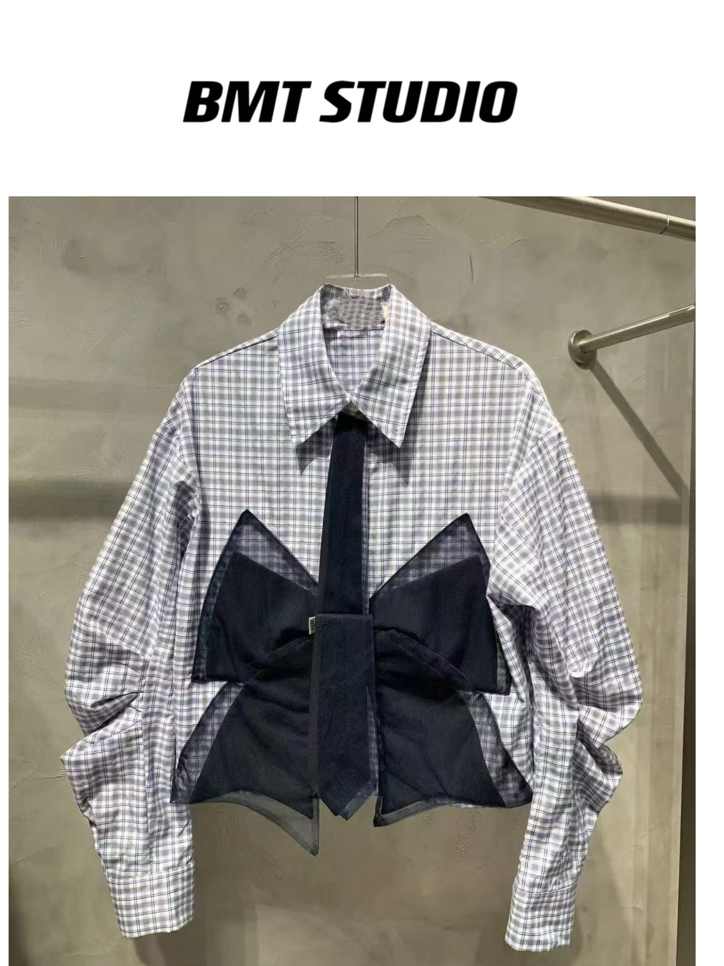 【蝴蝶格】蝴蝶结领带格子衬衫