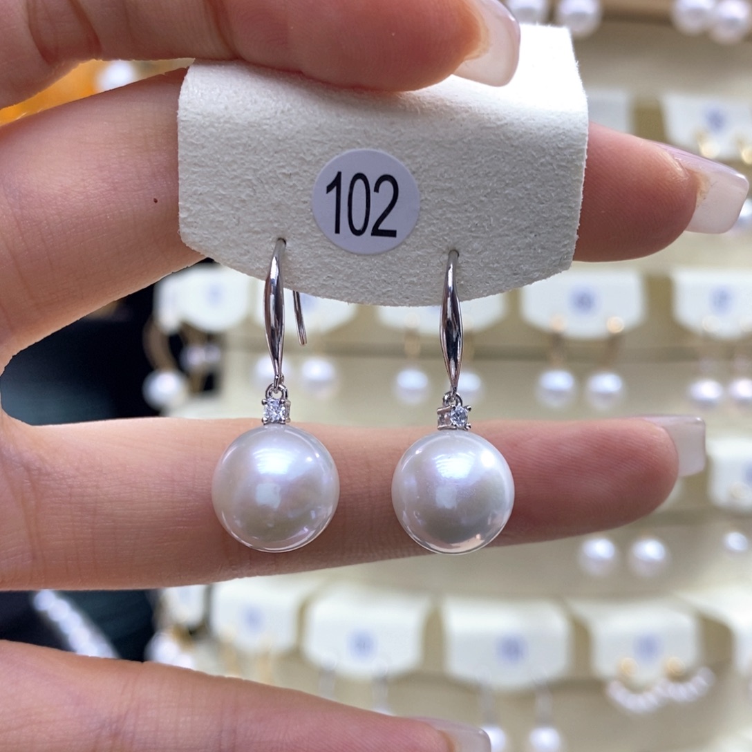 淡水珍珠耳饰银S925镶嵌