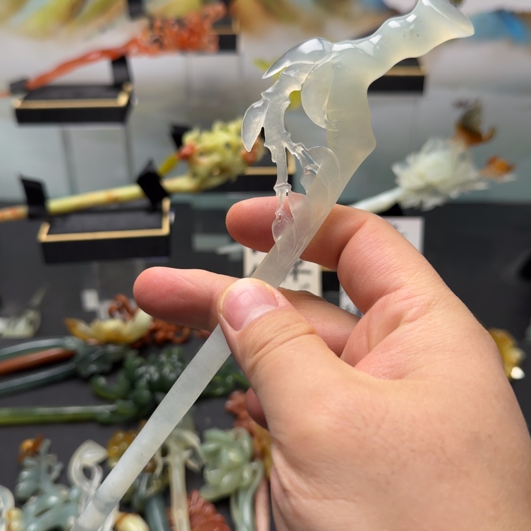 岫玉发饰未镶嵌明君玉簪就是好看