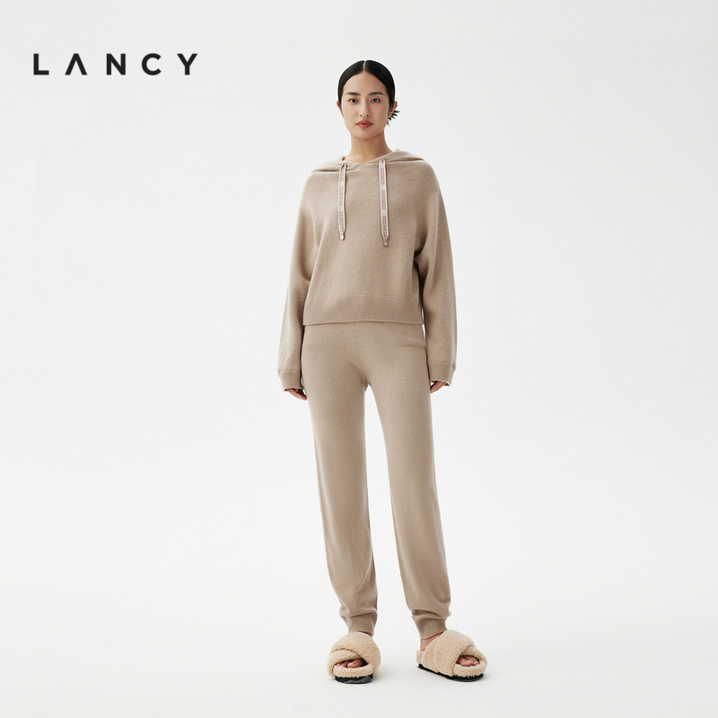 【宋佳同款】LANCY/朗姿冬季新款高腰明星同款羊绒休闲针织裤