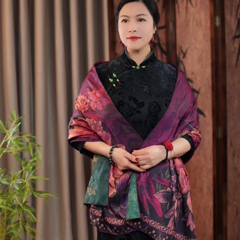 X2-116 （紫牡丹） 围巾 70*180左右