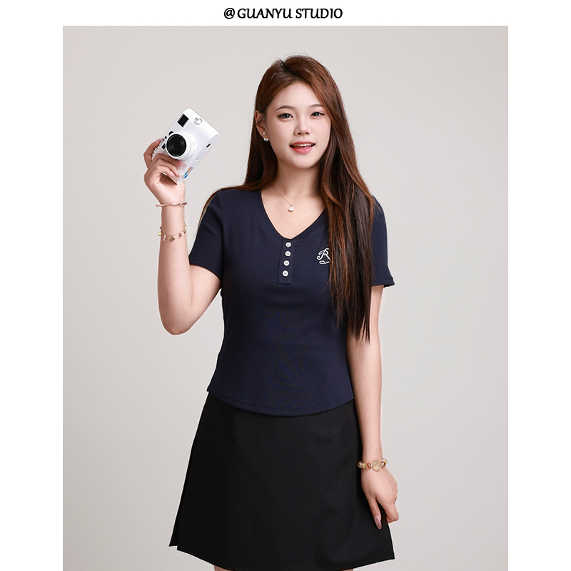 【青春派】蛋妹大码女装微胖mm2025年夏季显瘦短袖T恤上衣DM29793