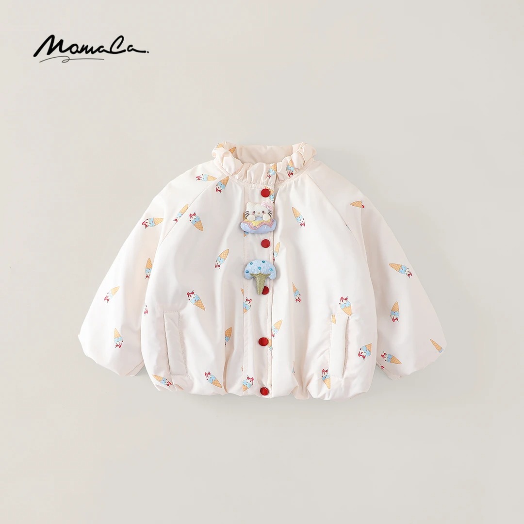 MOMOCO冬季新款女童洋气可爱加绒加厚冰淇淋棉服外套77830138009