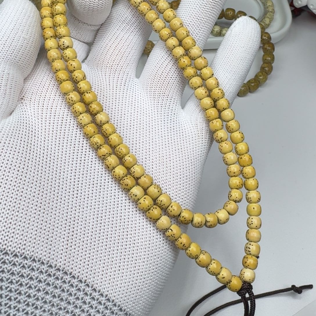 星月菩提手串原脂柠檬黄5×6河豚大留白
